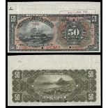 Brazil. Republica dos Estados Unidos do Brazil. 50 Mil Reis. No date (1908). P-53s. Black on re...