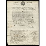 France. Miscelaneous Documents, 1773-1828, including postal account sheet with notations of pos...