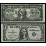 Error Note. $1 1935E Silver Certificate. Offset printing, front to back. The note is also misal...