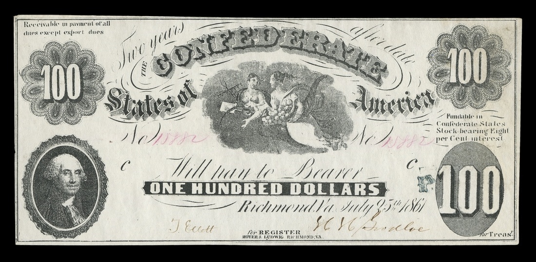 CSA. T-7. $10. July 25, 1861. Cr. 10. PF-3. No.15882. C. Ceres and Proserpine. George Washingto...