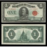 Canada. Dominion of Canada. $1. 1923 P-33g. DC-25g. Black on green. King George V. McCavour-Sau...