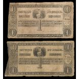 Brazil. Imperio do Brasil. 1 mil reis (2), 1 June 1833, Estampa 1, serial numbers 25344 and 560...