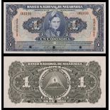 Nicaragua. Banco Nacional de Nicaragua. 1 Cordoba. 1949. P-91s. Blue on green and multicolor. I...