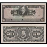 Nicaragua. Banco Nacional de Nicaragua. 500 Cordobas. 1962. P-113s2. Black on multicolor. Dario...