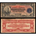 Philippines. Philippine Islands. 5 Pesos. 1910. P-35a. No.A535038. Black on red. McKinley, left...