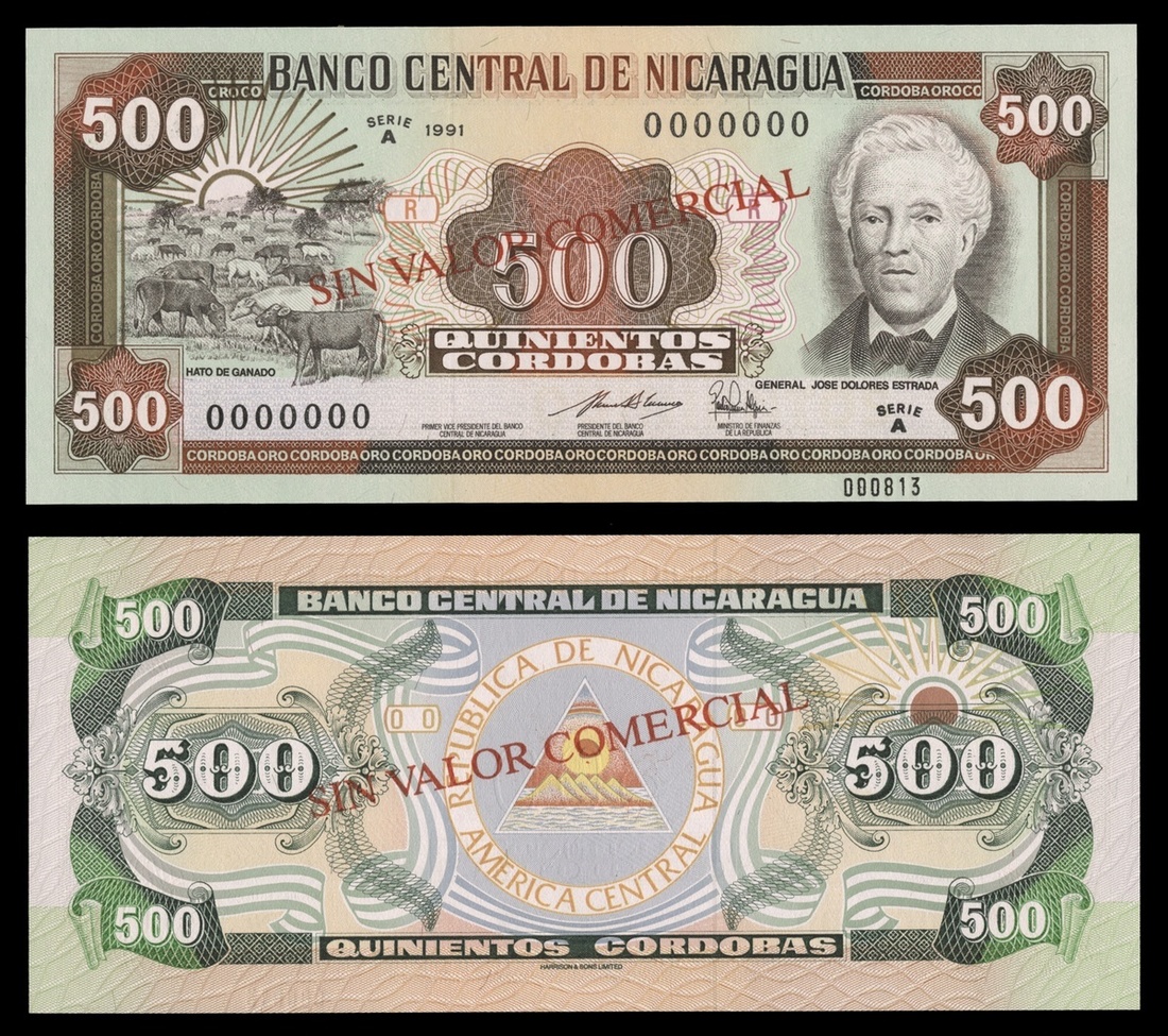 Nicaragua. Banco Nacional de Nicaragua. 500 Cordobas. 1991. P-178As. Red and brown on multicolo...