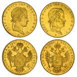 Austria. Ferdinand (1835-1848). Pair of Ducats, 1840 E. Karlsburg, and 1844 B. Kremnitz. Laurea...