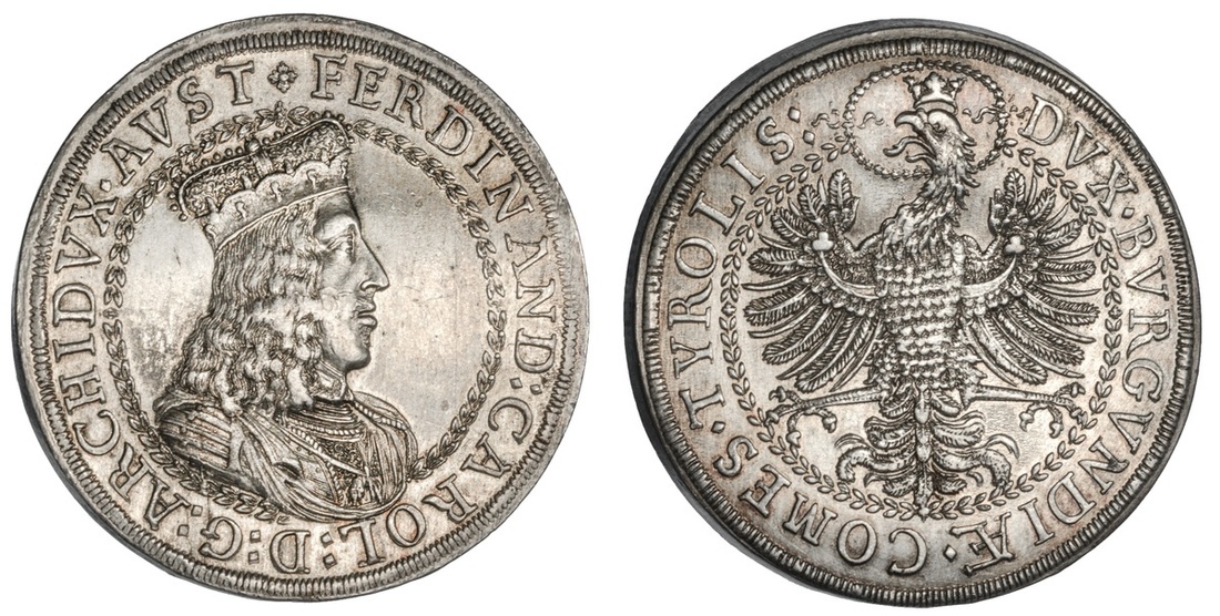 Austria. Archduke Ferdinand Charles (1632-1662). Double Taler, nd (ca. 1654). Hall. 57.1 gm. Cr...