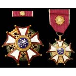 United States. Legion of Merit. Commander's Set. Gilt Bronze, enamels. Cross. 47mm. With Star M...