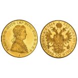 Austria. Ferdinand (1835-1848). 4 Ducats, 1848 A. Vienna. Laureate, mantled bust left wearing O...