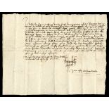 Lot of 14th-17th Century manuscript letters and documents, comprising over ten items and includ...