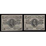 Red Back and Green Back Third Issue 5 Cents Fractional Currency Pair. Fr.1236 and 1238. Uncircu...