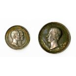 Austro-Hungary. Franz Josef. Pair of Silver Medals by Karl Radnitzky: Homage of Vienna, 1853. 5...