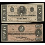 CSA. A Pleasing Assortment of Lower Denomination CSA 1864 Notes. T-70 $2: Cr.566 PF-4 only righ...