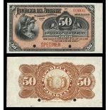 Paraguay. Republica del Paraguay. 50 Centavos. 1899. P-95s. Black on orange. Minerva wearing a...