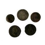 An Interesting Assortment of Copper and Silver Coins that Circulated in America in the 1700s an...