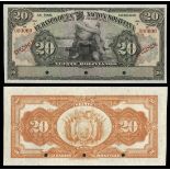 Bolivia. Banco de La Nacion Boliviana. 20 Bolivianos. May 11, 1911. P.109s. Black on multicolo...