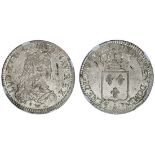 France. Louis XV(1715-1774) . Ecu, 1721 A. Paris. Young, laureate bust right, rev. Crowned Arms...