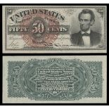 Choice Crisp Uncirculated Fr.1374 Fourth Issue 50 Cents Lincoln Fractional Currency. Bright, cr...