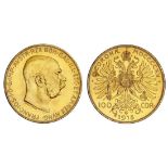 Austria. Franz Josef (1848-1916). 100 Corona, 1915. Restrike. Bare, older head right, rev.Crown...