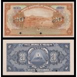 Nicaragua. Banco Nacional de Nicaragua. 20 Cordobas. 1951. P-95s2. Orange on multicolor. Port o...