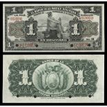 Bolivia. El Banco de Nacional Boliviana. 1 Boliviano. May 11, 1911. P-102s. Black with brown, g...