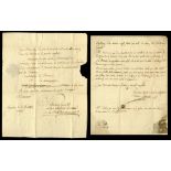 French signed documents, 1685-1850, lot comprising over 50 items, mainly signatures of politici...