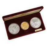 United States Mint 1984 Olympic Three Coin Uncirculated set. In the original government packagi...