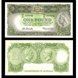 Australia. Commonwealth of Australia. 1 Pound. No date (1961-65). P-34a. Black on green and ye...