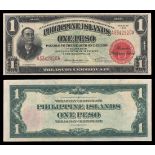 Philippines. Philippine Islands. 1 Peso. 1918. P-60b. No.A53422920A. Red on green. Mabini, left...