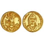 Sassanian Empire. Khusrau II (590-628). AV Dinara, RY 21 (611). Uncertain mint. 4.51 gms. Bust...