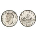 Canada. George VI (1937-52). Specimen Dollar, 1951. Bare head left, rev. canoe right. KM 46. NG...