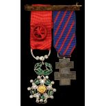 France. Free French Miniature Pair: Legion of Honor. 15mm (not including suspender). Silver, gi...