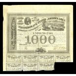 Confederate States of America Bond and Interim Deposit Receipts. February 20, 1863. $1000 bond,...