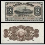 Paraguay. Republica del Paraguay. 2 Pesos. 1899. P-97s. Black on light brown. Government palace...