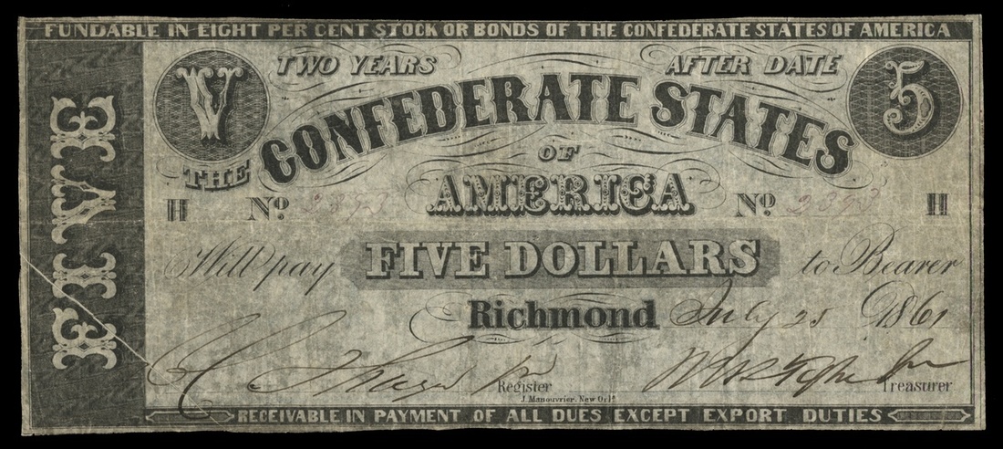CSA. T-12. $10. July 25, 1861. Cr. 48. PF-1. No.2393. H. Manouvrier. Fine. At first glance this...