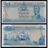 Argentina. El Banco de la Republica Argentina. Pair of Artist's Models for 50 Pesos Leyes No 12...