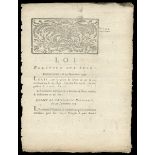 Judaica. Document proclaming the 1791 Law for the Jewish Emancipation in France, dated in Paris...