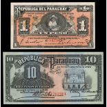 Paraguay. A group of notes comprising 50 centavos, 1916, green, helmeted woman at left, 1 peso...
