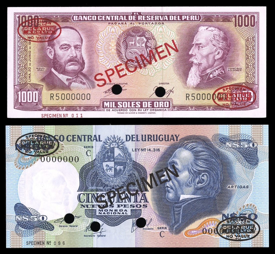 Peru. Banco Central de Reserva del Peru, specimen 1000 soles de oro (7), 1969, 1970, 1972, 1973...