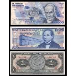 Mexico. A group of more modern Banco Mexico issues. Comprising 1 peso, 1959, 1967, 1969, 1970,...