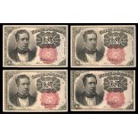 An Assortment of Fifth Issue 10 Cents Fractional Currency Notes. AU to Uncirculated. All with r...