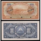 Nicaragua. Banco Nacional de Nicaragua. 20 Cordobas. 1945. P-95s2. Orange on multicolor. Port o...