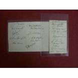 Aston Villa, a collection of 2 pages of autographs, 1932/33 13 Signatures, 1939 11 signatures