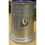 1967/68 The British Amateur International Championship, a pewter tankard engraved, Winners Wales,