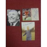 Autographs, a collection of 3 small pieces of card, with photographs, the signatures are, George