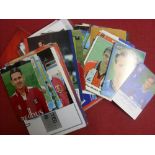 A collection of football memorabilia, to include first day covers, promotional postcards, autographs