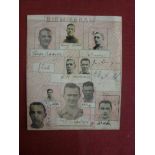 c1930 Birmingham, a large page, with 12 autographs, with magazine pictures laid down, including