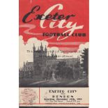 EXETER - HENDON 1955 Exeter City home programme v Hendon, 10/12/55, FA Cup 2nd Round, slight