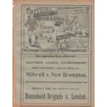 MILLWALL 4 Page programme North v South Amateur Trial at the Den 29th January 1912. Ex Bound volume.